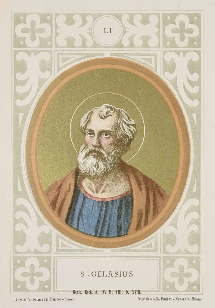 Portrait du Pape Gélase Ier, devenu saint Gélase, conservé à la bibliothèque municipale de Trente (Italie) - 1879