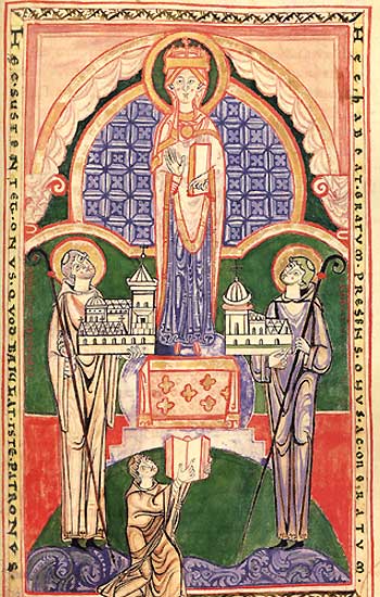 Miniature du XIIIe siècle figurant les trois abbés fondateurs de l'abbaye de Citeaux : Robert de Molesme, Albéric de Cîteaux et Etienne Harding © Sconosciuto