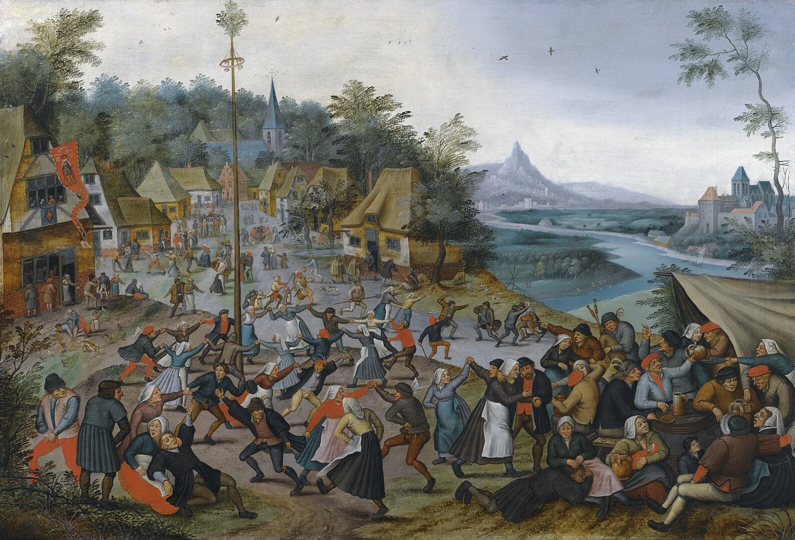 Kermesse de la Saint-Georges autour d'un Arbre de Mai, Pieter Brueghel le Jeune, XVIe siècle.